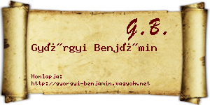 Györgyi Benjámin névjegykártya